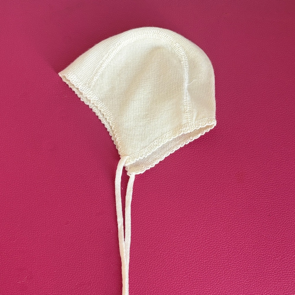 Selana Soft Cream Baby Bonnet with Ties